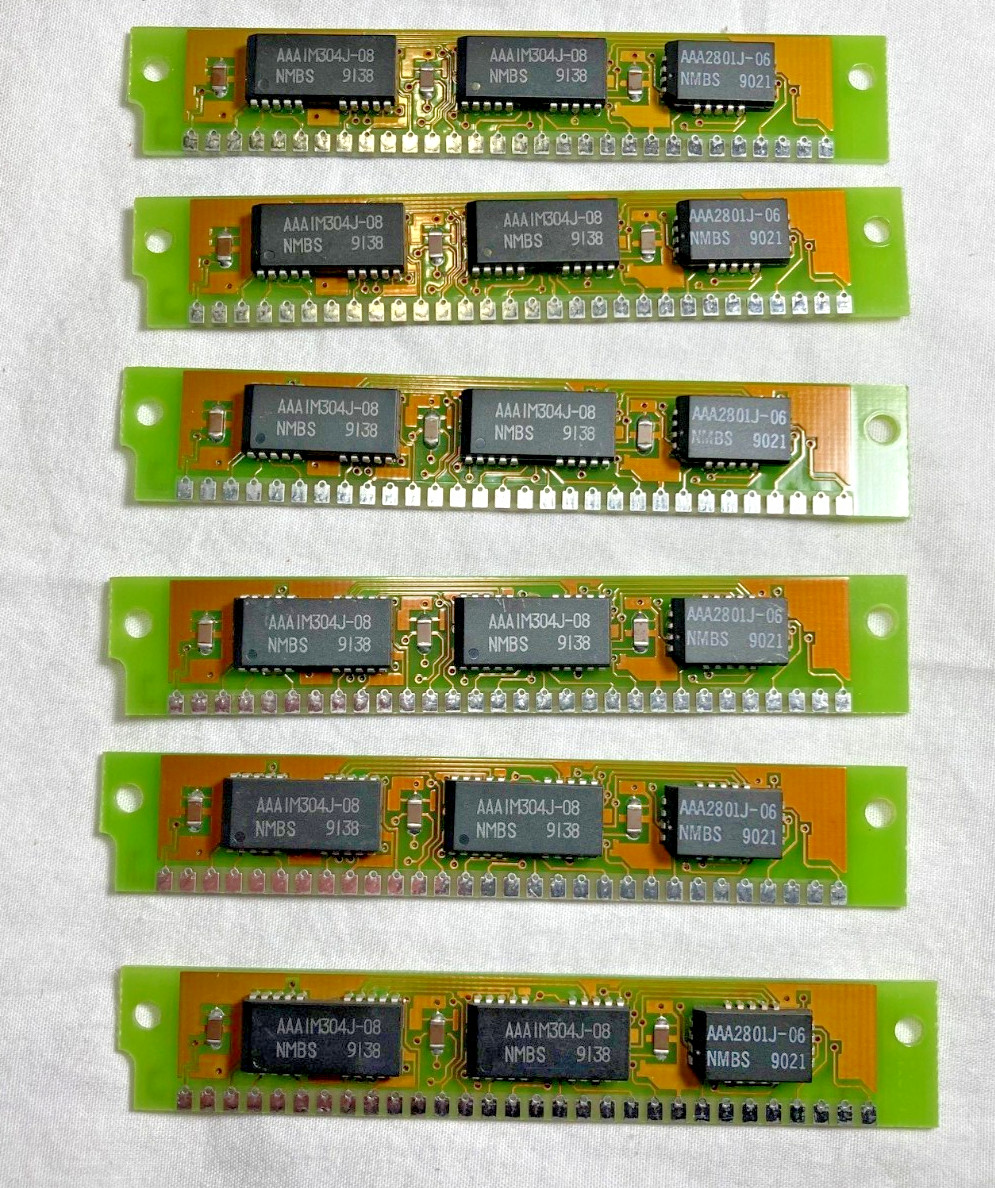 6x Vintage 256KB 30-Pin SIMM RAM Parity 80ns 3-Chip 1Mx1 DRAM 386 286 Memory
