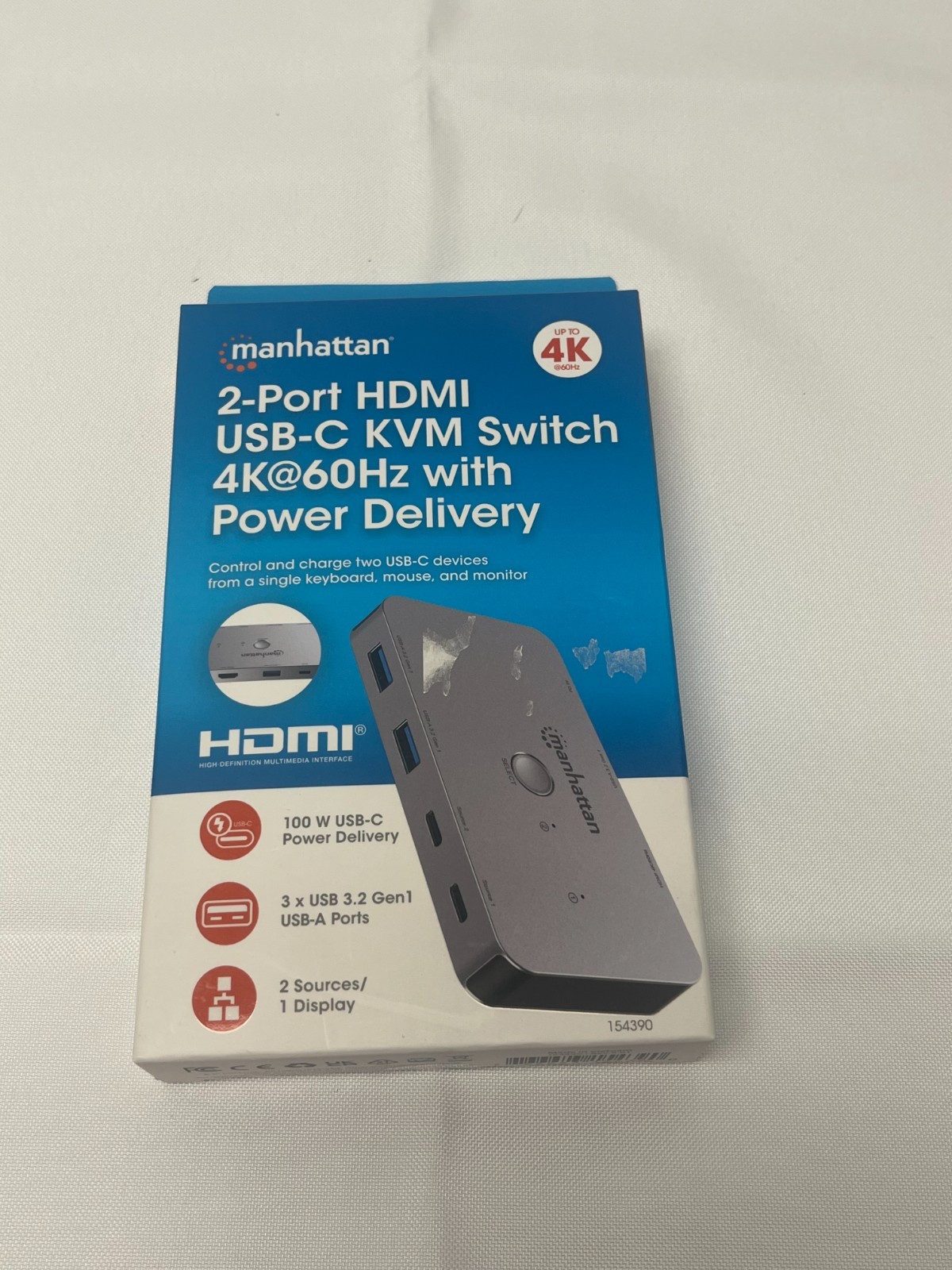 MANHATTAN 2-Port HDMI USB-C Switch 4K@60Hz with Dual Power