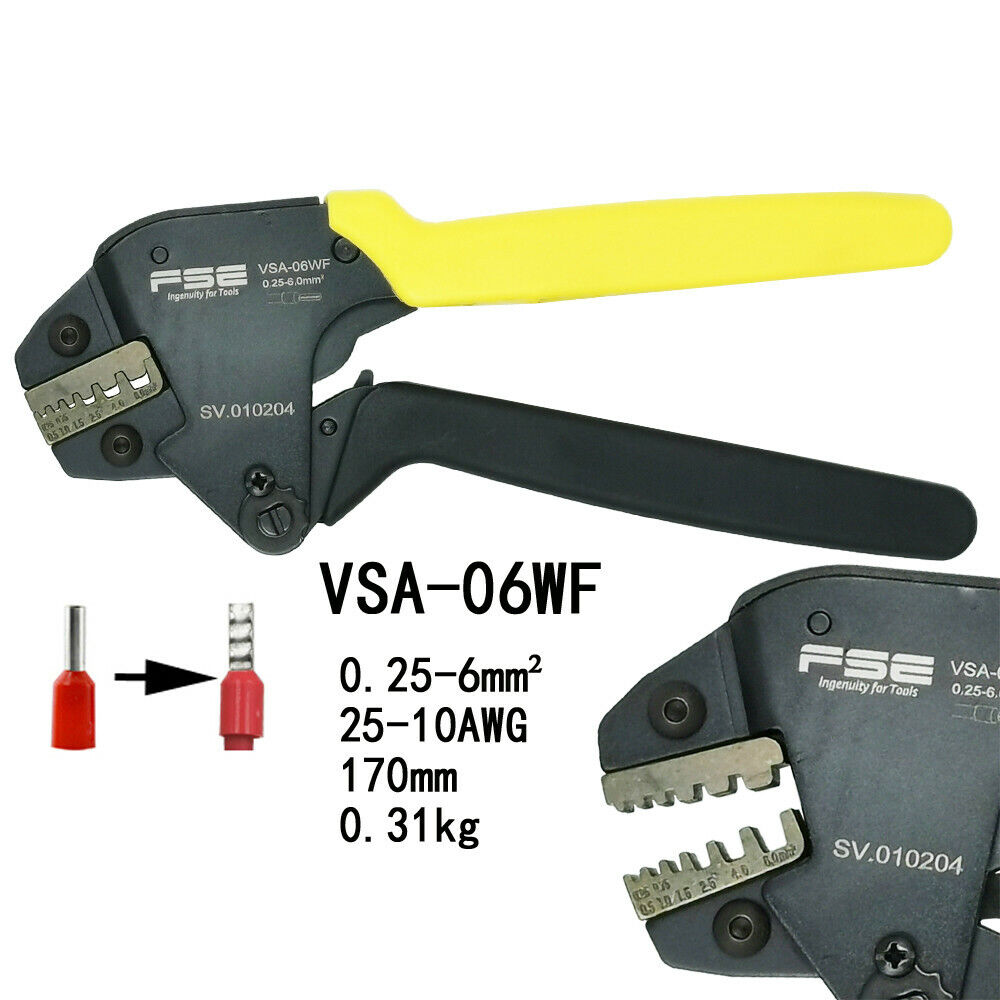 VSA-06WF Crimping Pliers 0.25-6mm2 23-10AWG for Tubular Terminals Clamping Tool