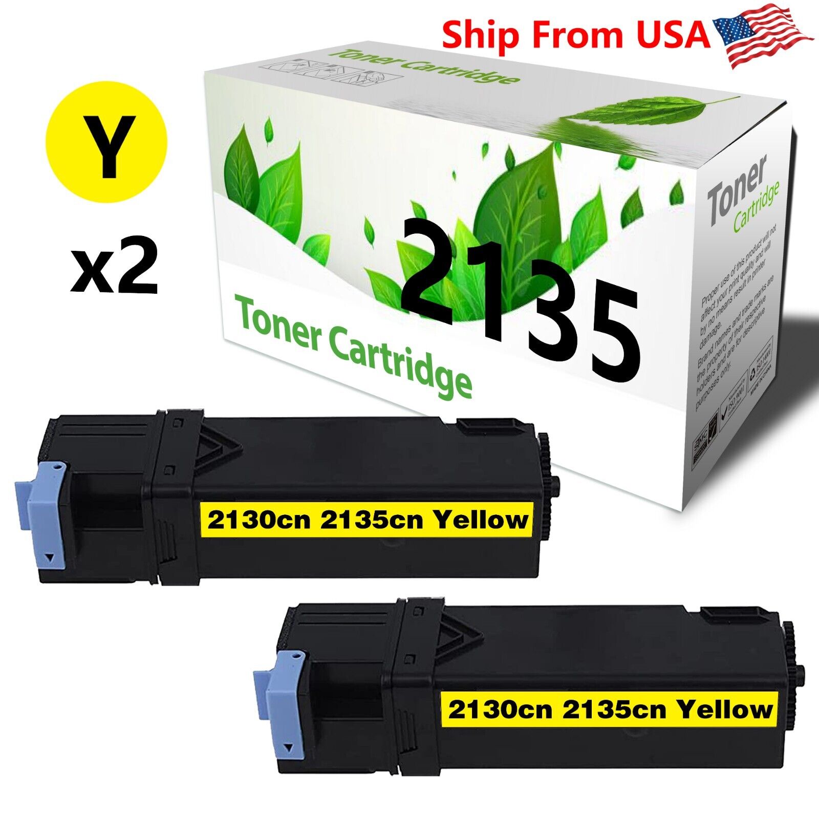 2PK DE2135 2135 Toner Cartridge 2130 2135 Laser Printer YELLOW