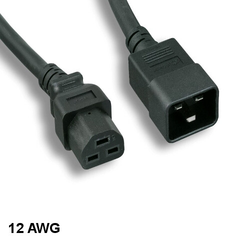 KNTK 15ft AC Power Cord IEC-60320 C20 to C21 12 AWG 20A 250V SJT Cable