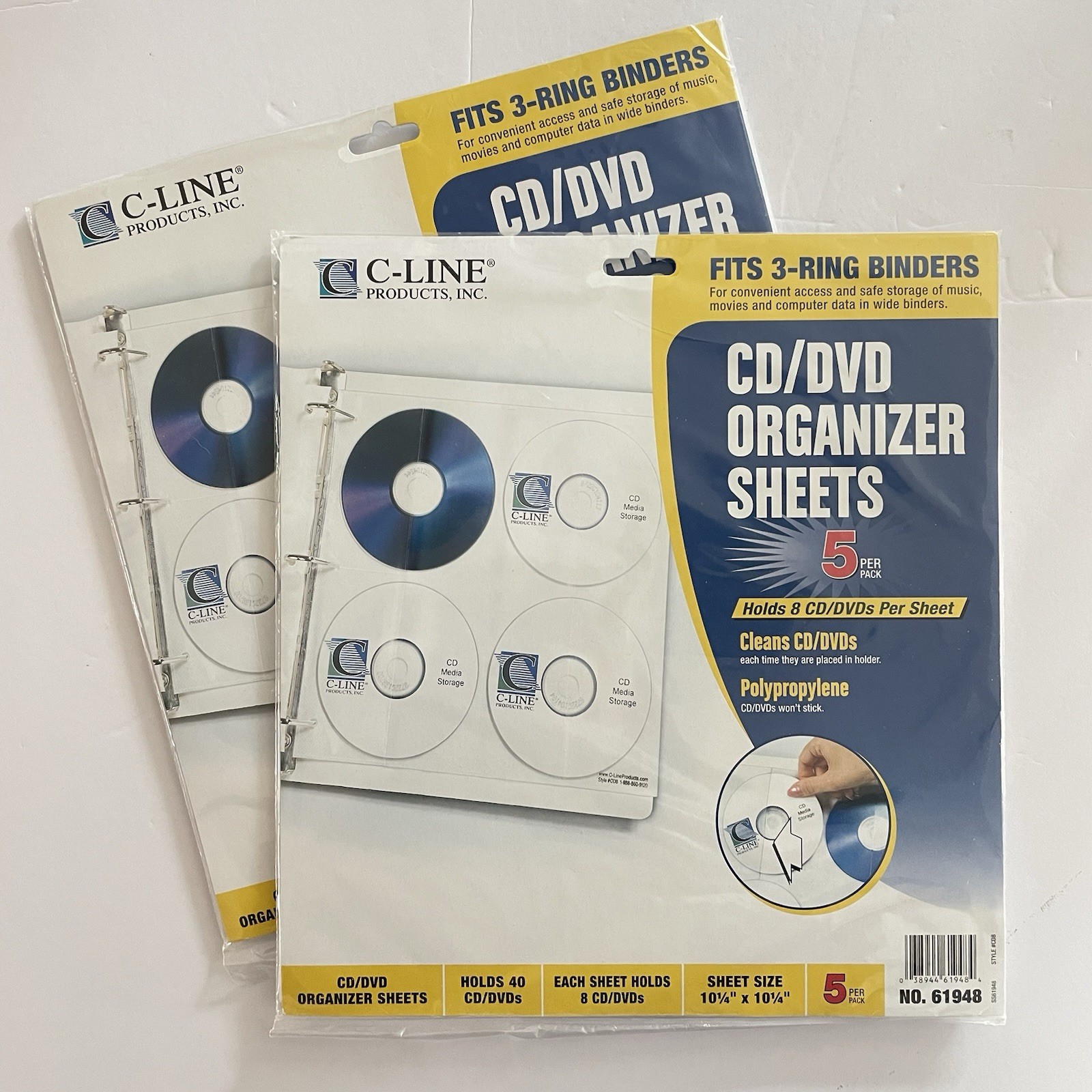 CD/DVD Organizer Sheets for 3 Ring Binders 10 Sheets (5 per pack) 