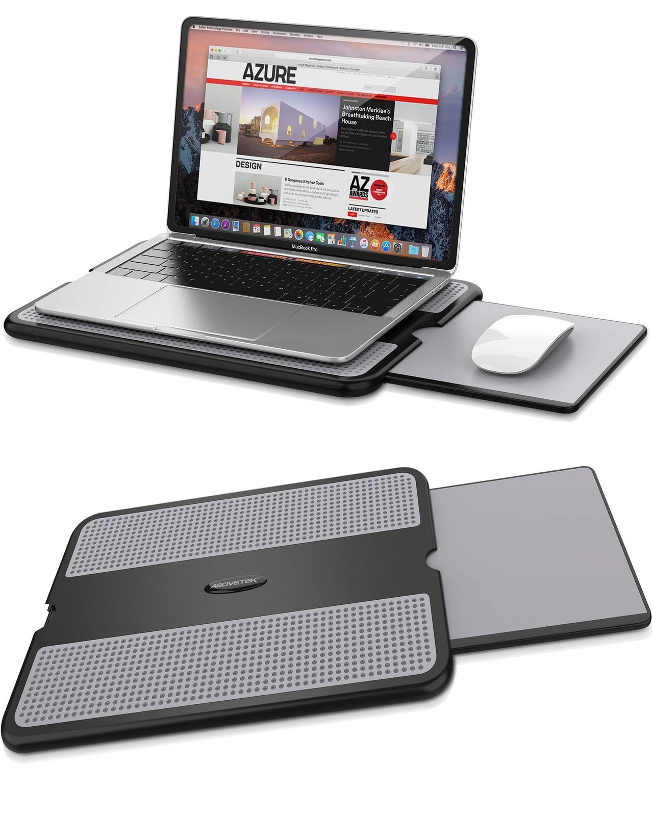 Abovetek Portable Laptop Lap Desk W/Retractable Left/Right Mouse Pad Tray, Non-S