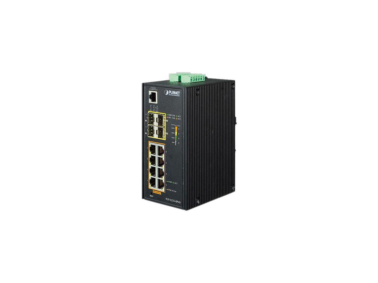 Planet IGS-5225-8P4S Industrial L2+ 8-Port 10/100/1000T 802.3at PoE + 4-Port 100