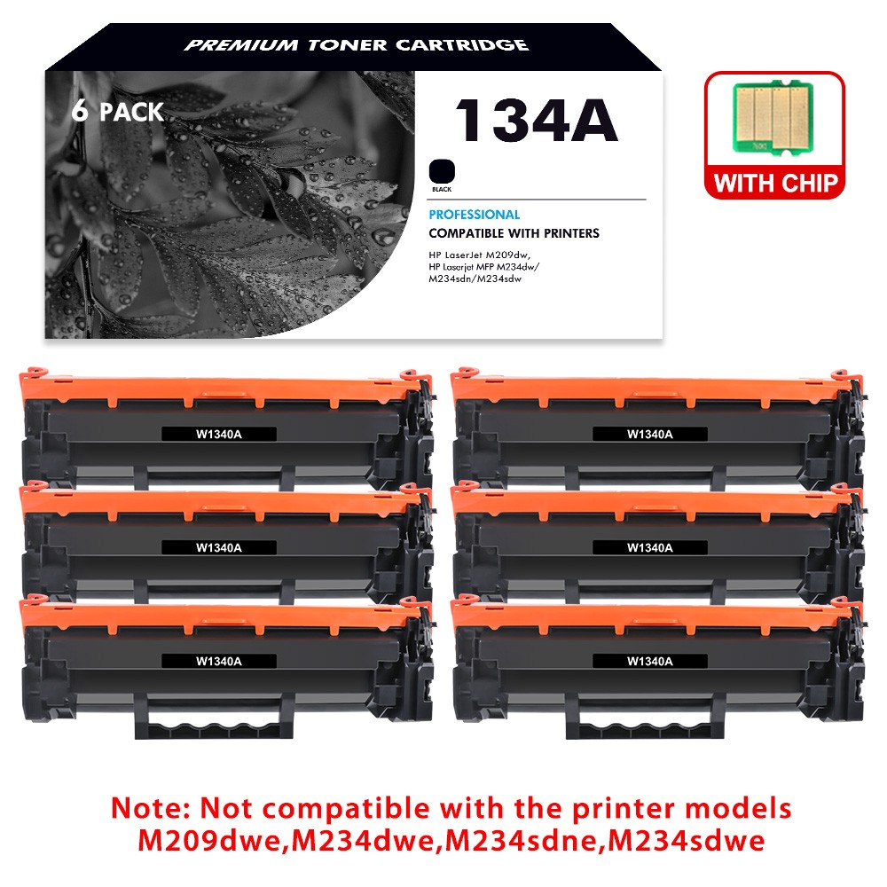 6PK W1340A Toner Cartridge With Chip Fit For HP 134A M209dw MFP M234dw 