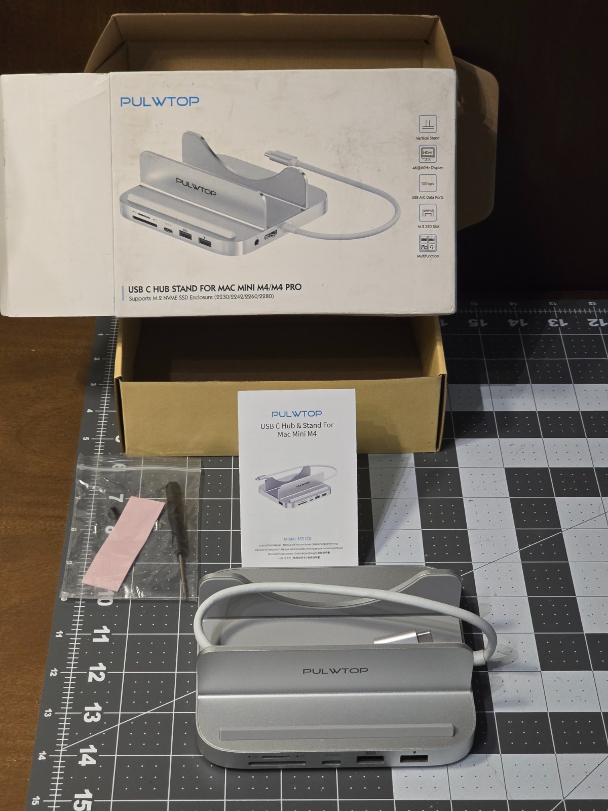 PULWTOP Mac Mini M4 / M4 Pro Vertical USB C Hub & Stand - 9 in 1