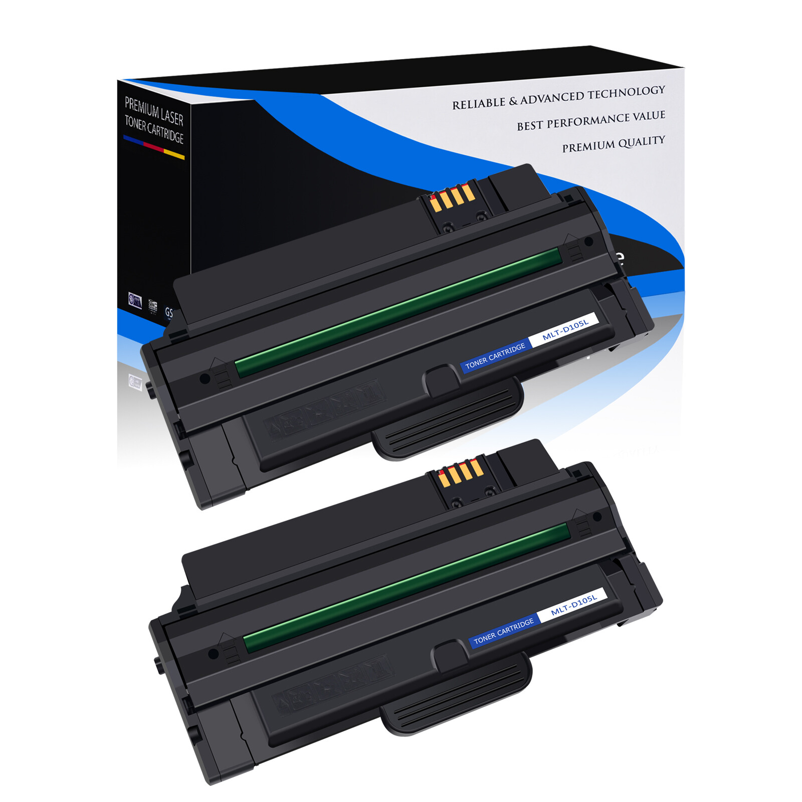 2PK Toner Cartridge Black MLT-D105L for Samsung ML-1910 ML-2525W SF-650 Printer