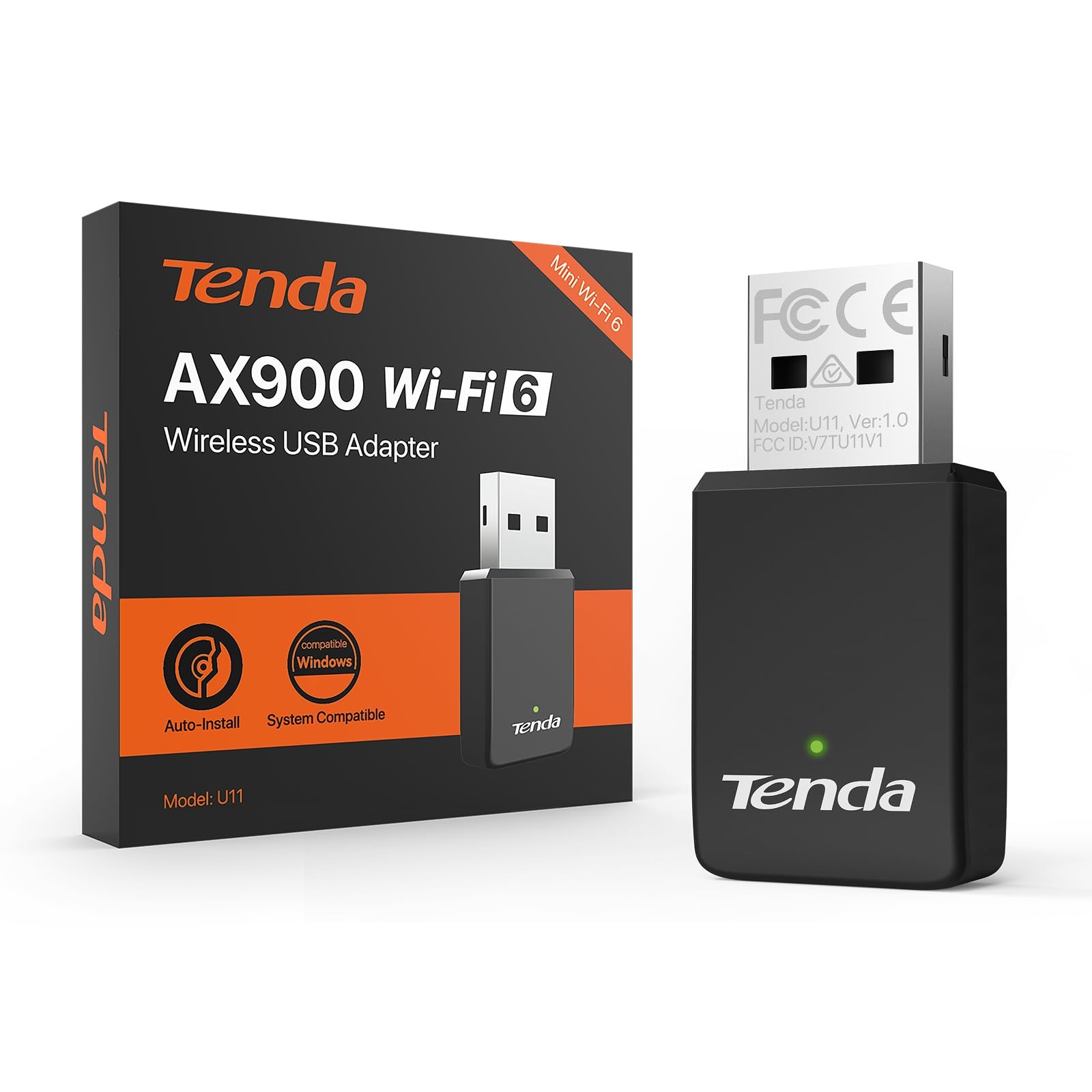 Tenda WiFi Adapter for Desktop PC, AX900 USB with Dual black 