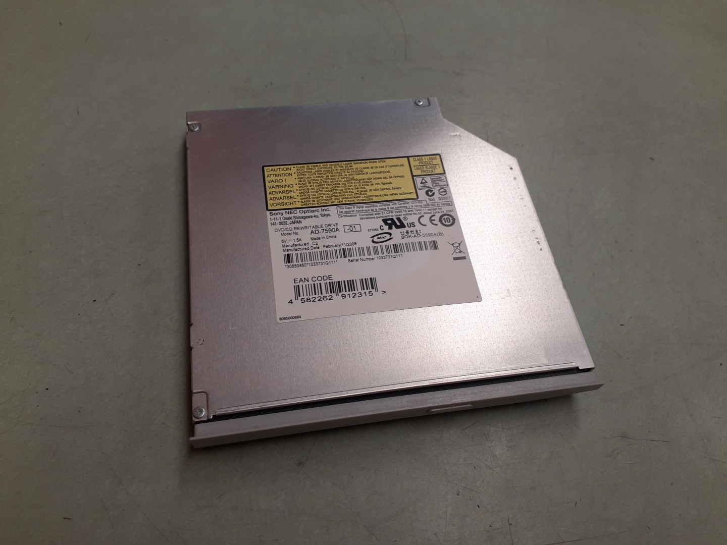 Sony NEC AD-7590A DVD/CD Rewritable Drive AD-7590A-01 - Silver/Black Bezel