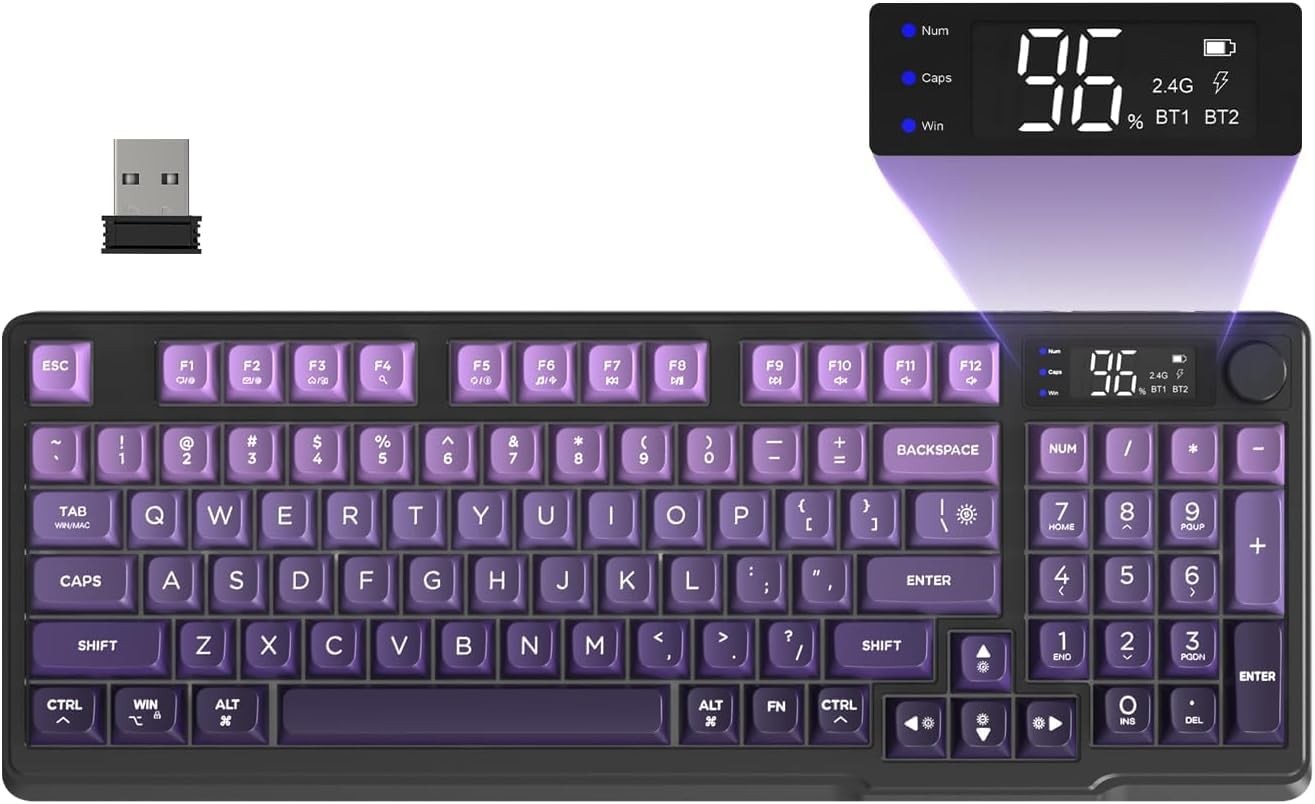 M96 Wireless Gaming Keyboard Creamy Membrane with Rainbow Backlight,Media Kno...