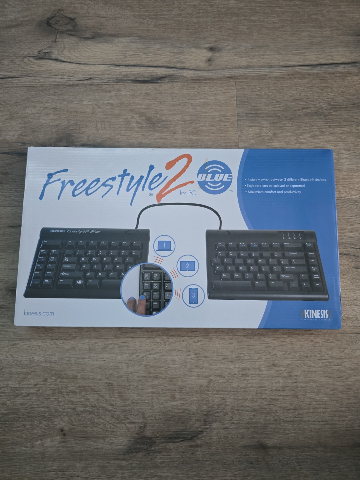 Kinesis KB800MB-BT20 Freestyle2 Blue for PC Keyboard With Palm Rest & Lifters