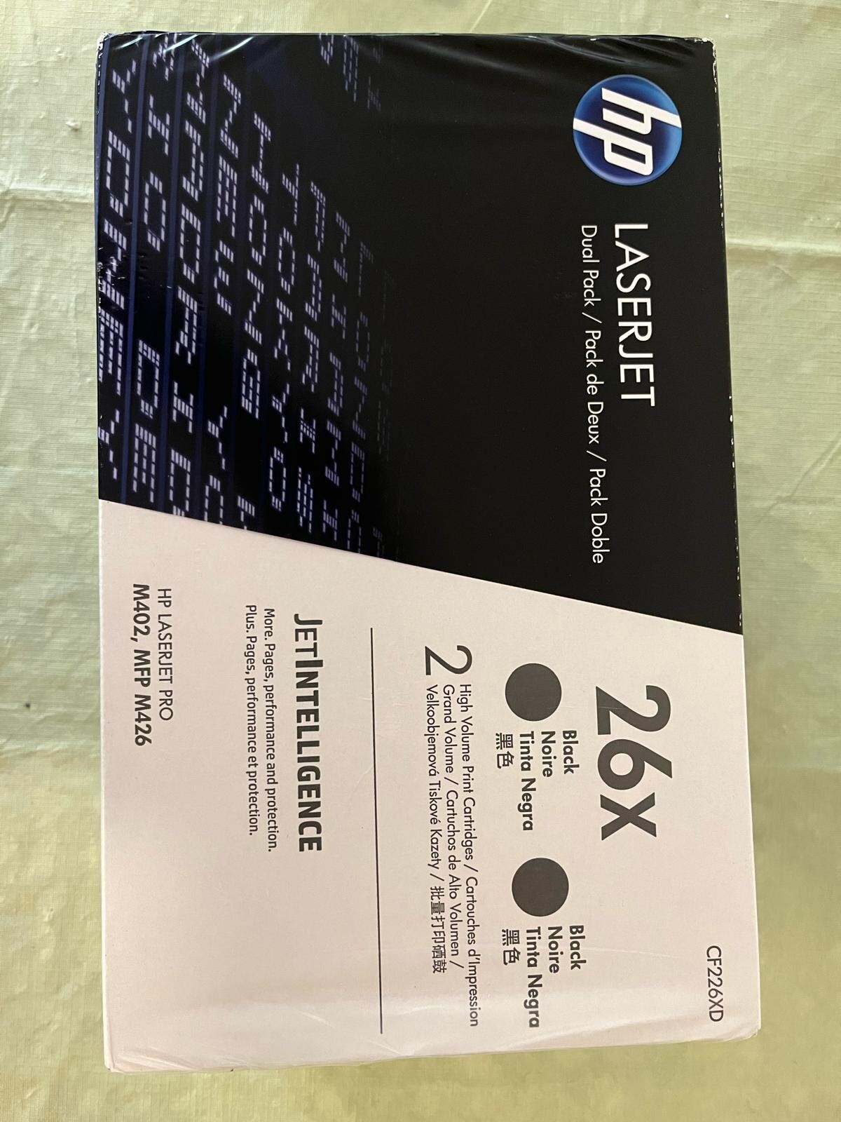 HP 26X High Yield Black Original LaserJet Toner Cartridge, ~2 PACK, CF226X