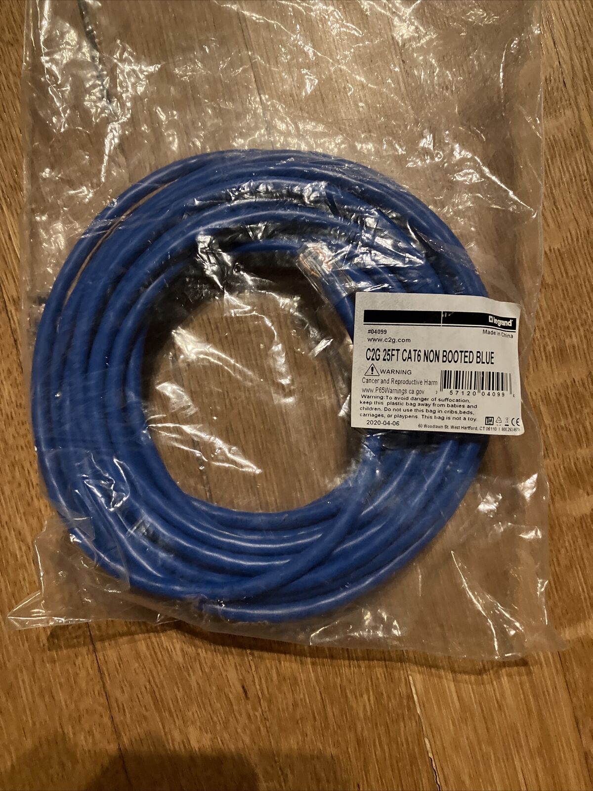 C2G Unshielded Non-Booted Cat6 Ethernet Network Cable - Blue - 25ft 