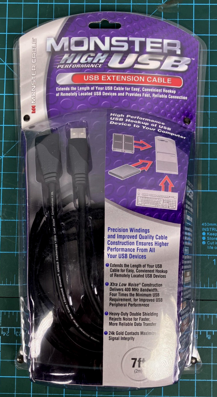 Monster High Performance USB Extension Cable 7ft Fast Reliable Connect New