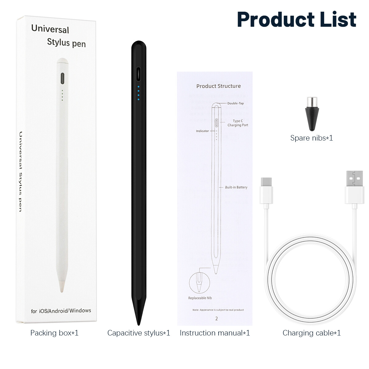 2 in 1 Touch Screen Pen Stylus Universal For iPhone iPad Samsung Tablet Phone