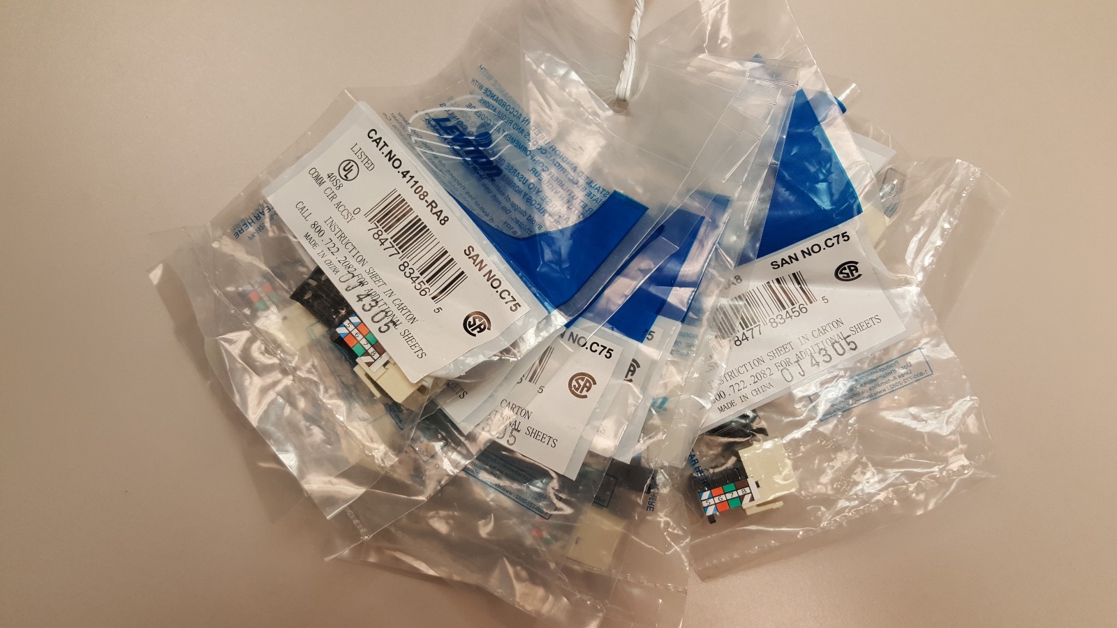 9 New in Package Leviton 41108-RA8 Voice Grade QuickPort Connectors, Almond