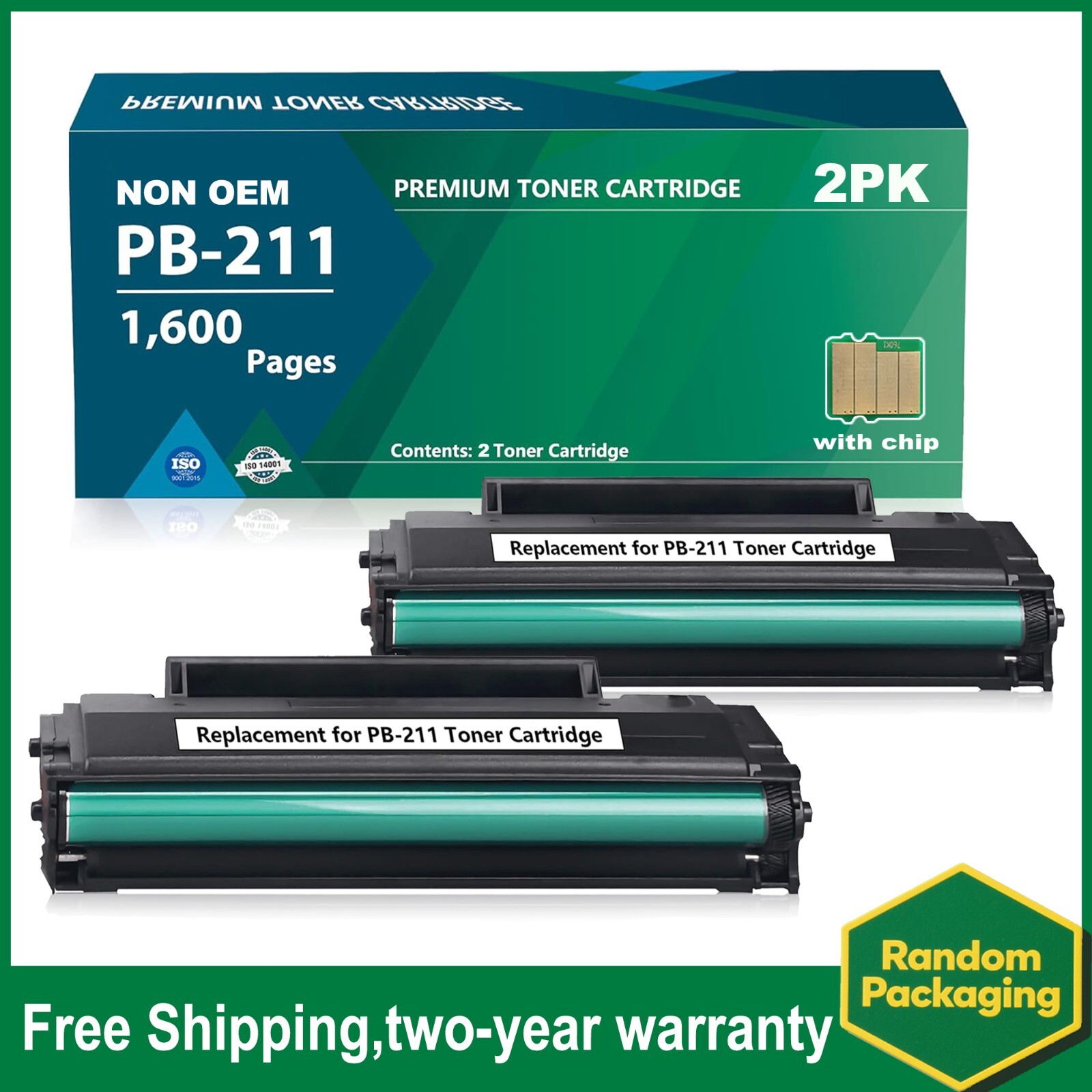 FADSOON® 2PK PB-211 Toner With Chip For Pantum  P2500W P2502W M6550NW