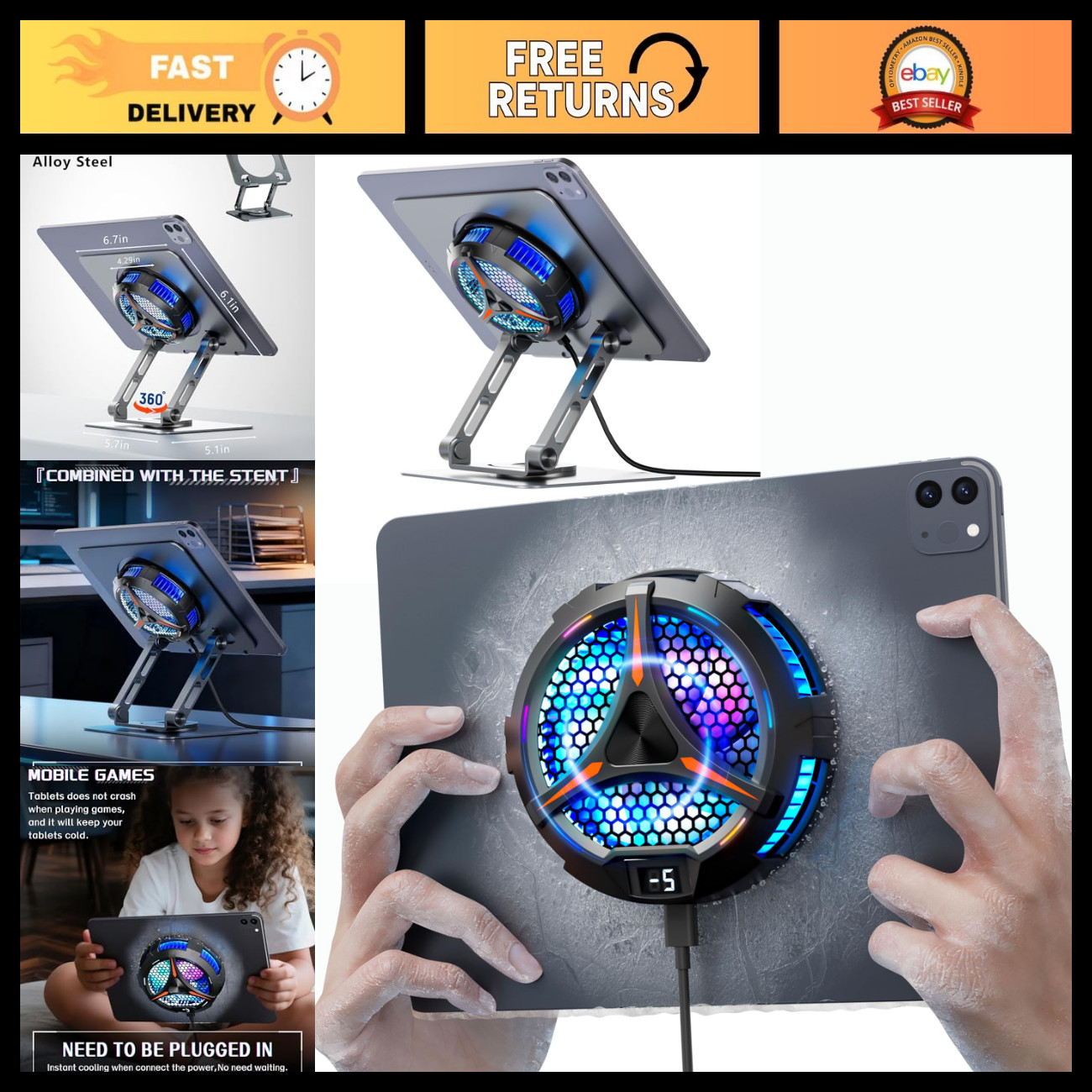 Magnetic Tablet Cooler for iPad, Surface Pro, Samsung Tab - Universal Radiator w