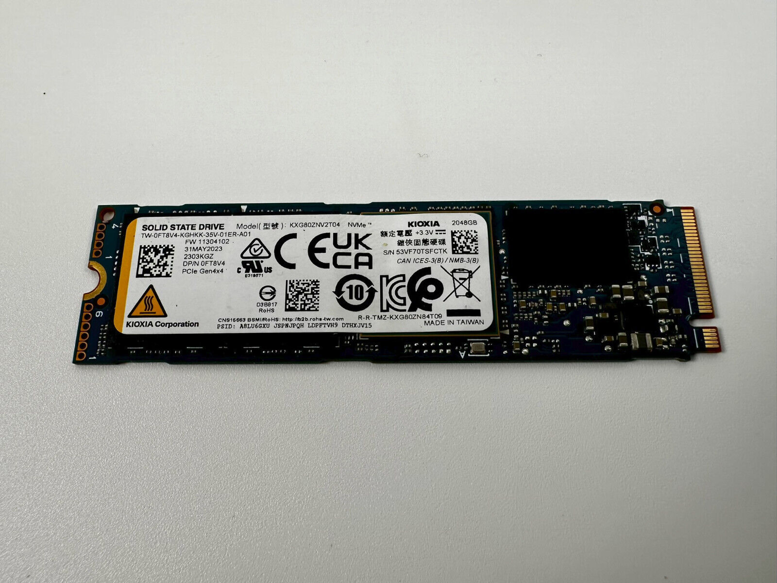 2TB Kioxia XG8 M.2 2280 PCIe 4.0 x4 NVMe internal SSD - KXG80ZNV2T04 - HP N12389
