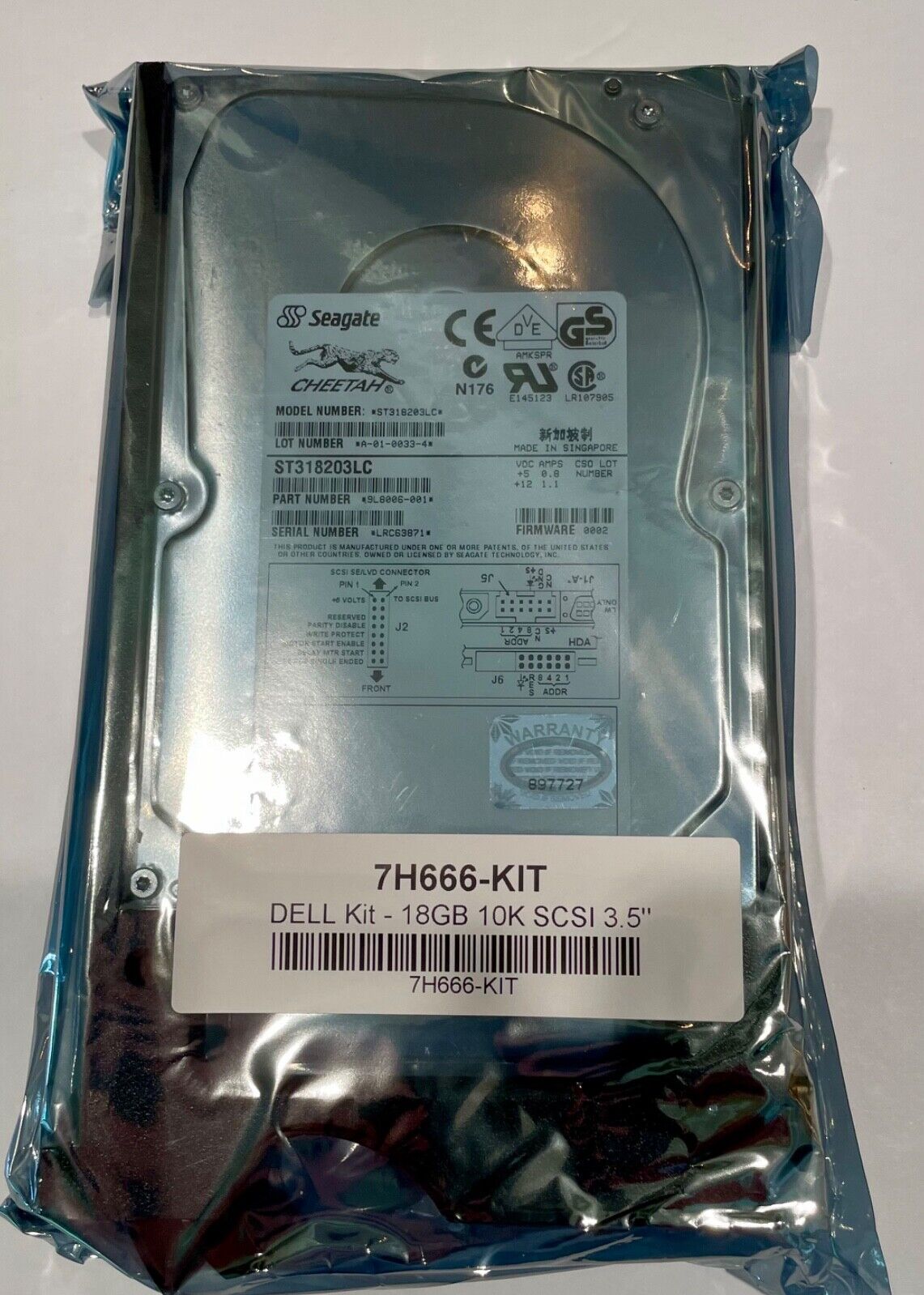 HARD DRIVE 18GB 10K 3.5 SCSI Seagate 7H666-Kit (New) DELL Compatible