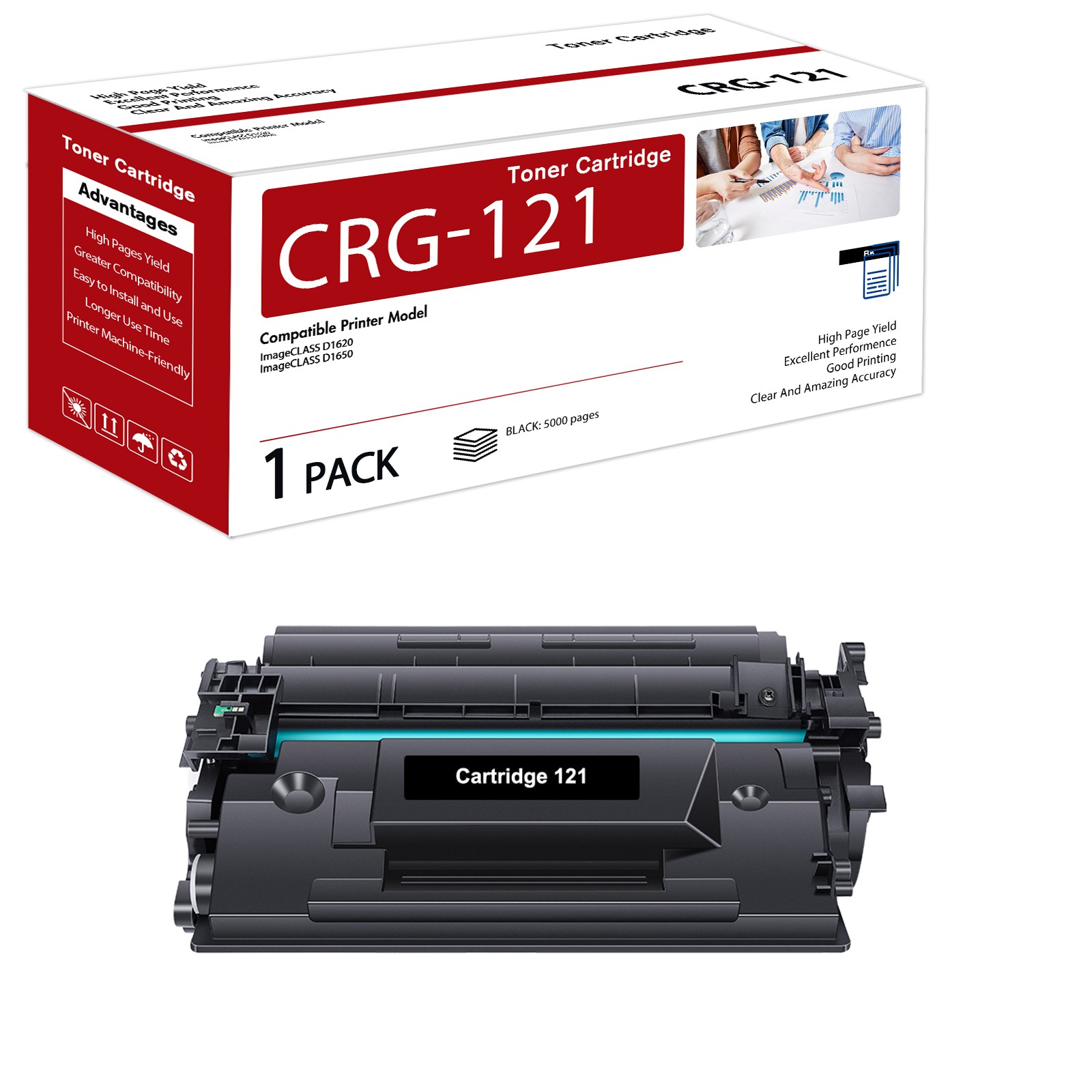 1PACK CRG-121 Toner Cartridge Compatible for Canon 121 Image Class D1650 D1620