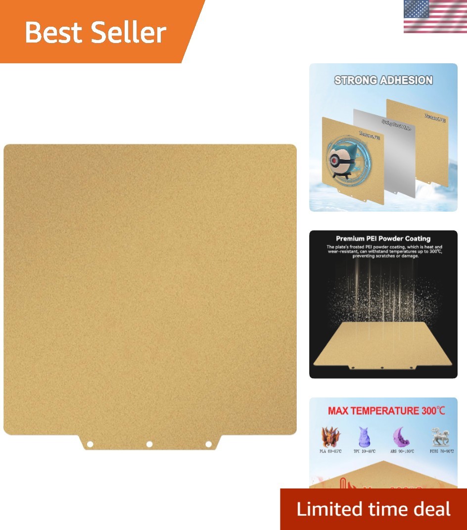 Gold PEI Build Plate 235x235mm - Flexible Spring Steel for Superior Adhesion