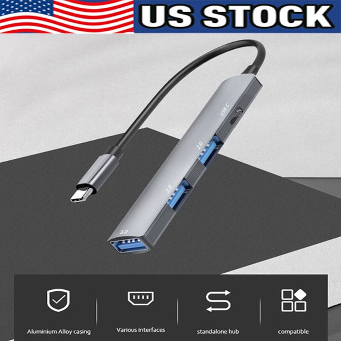 USB C Hub 4 Ports Type C to USB 3.0 Hub Adapter For MacBook Pro Mac Samsung Lot