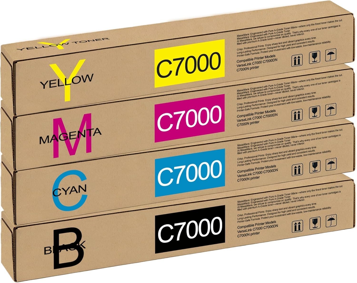 Compatible w/ Xerox VersaLink C7000 Toner Set 4 Pack 106R03757 106R03760 NEW