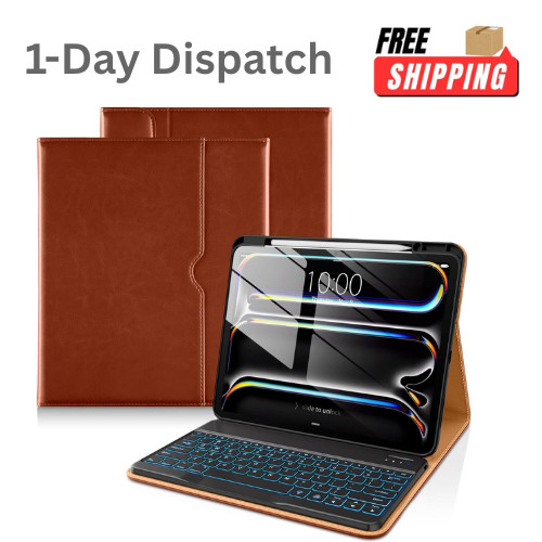 .DTTO iPad Pro 13" Case with 7 Color Backlit Keyboard Brown