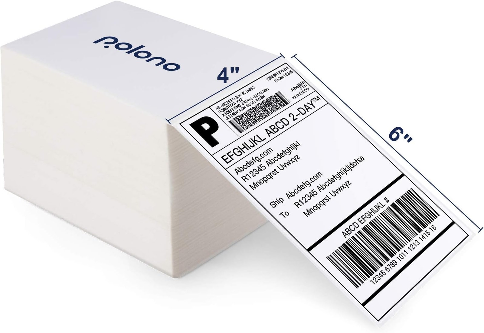 POLONO Genuine 4" x 6" Direct Thermal Shipping Label, Thermal Label (Pack of ...
