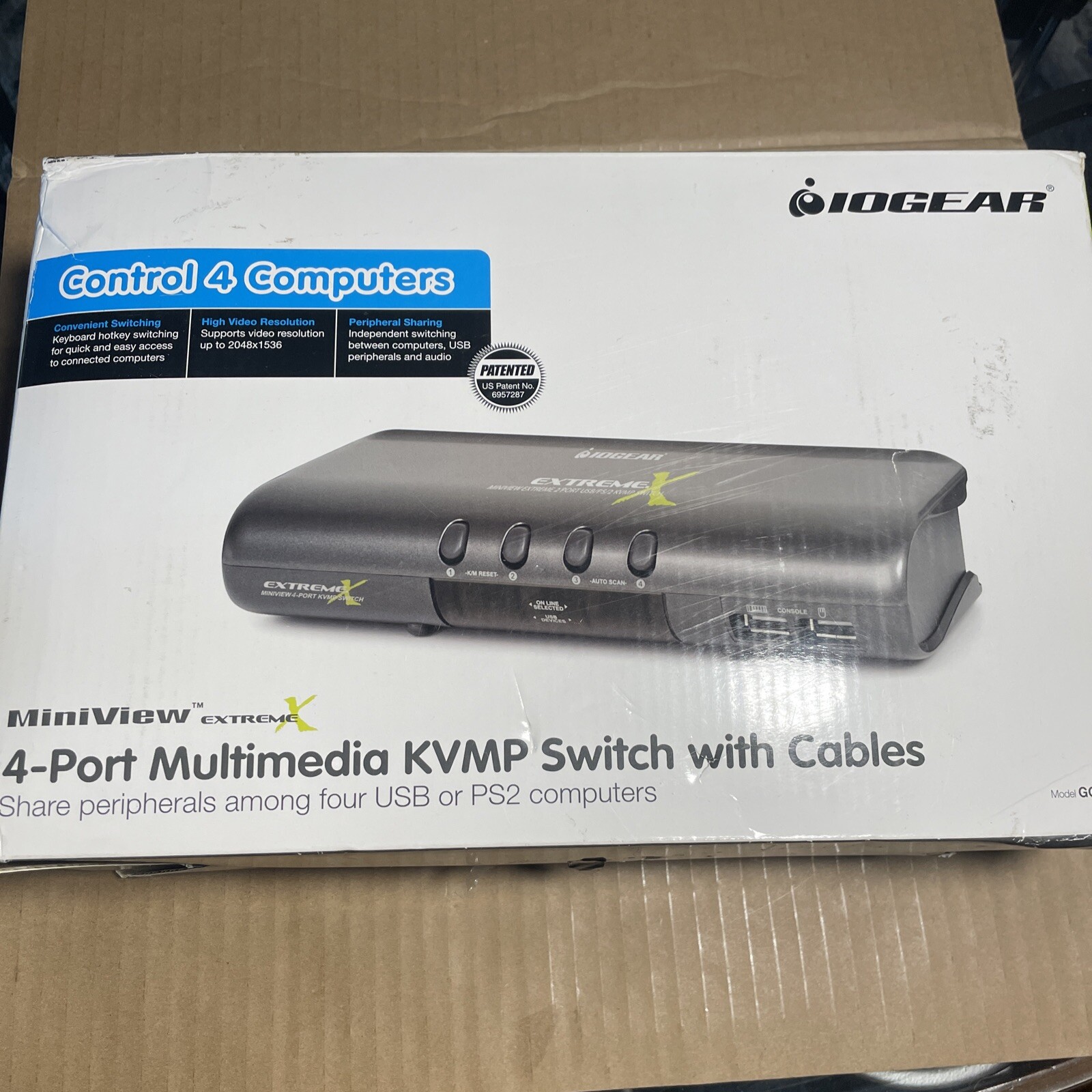 ATEN IOGEAR MiniView 4-Ports Multimedia KVMP Switch with Cables