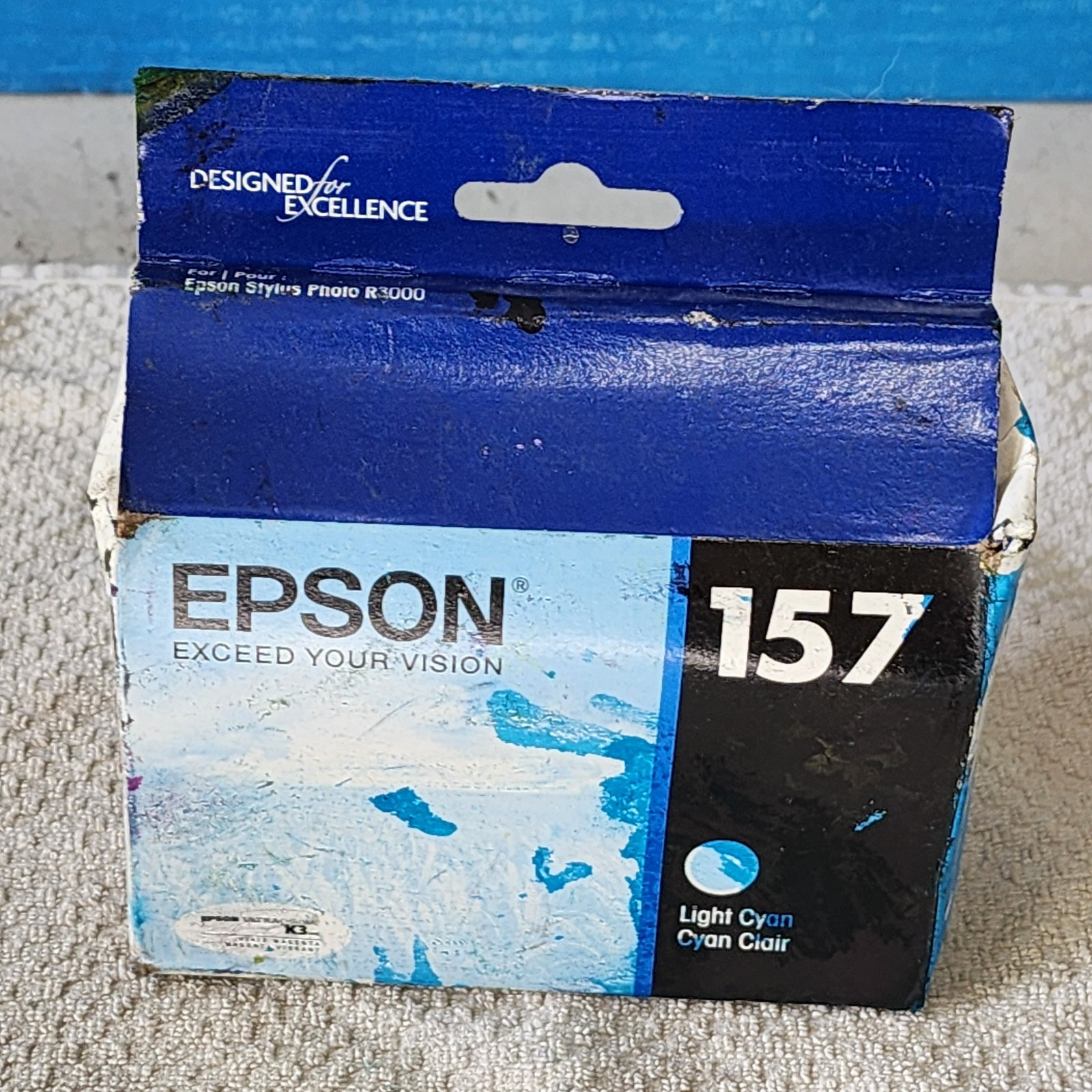 Epson 157 Light Cyan Ink Cartridge T157520 R3000 Genuine New Sealed Box EXP 2023