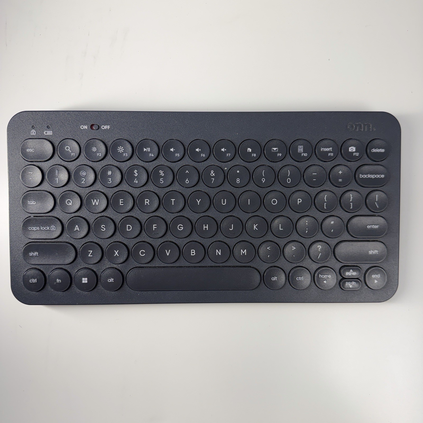 Onn Mini Compact Wireless Office Keyboard Retro Style USB Receiver 78 Keys Black