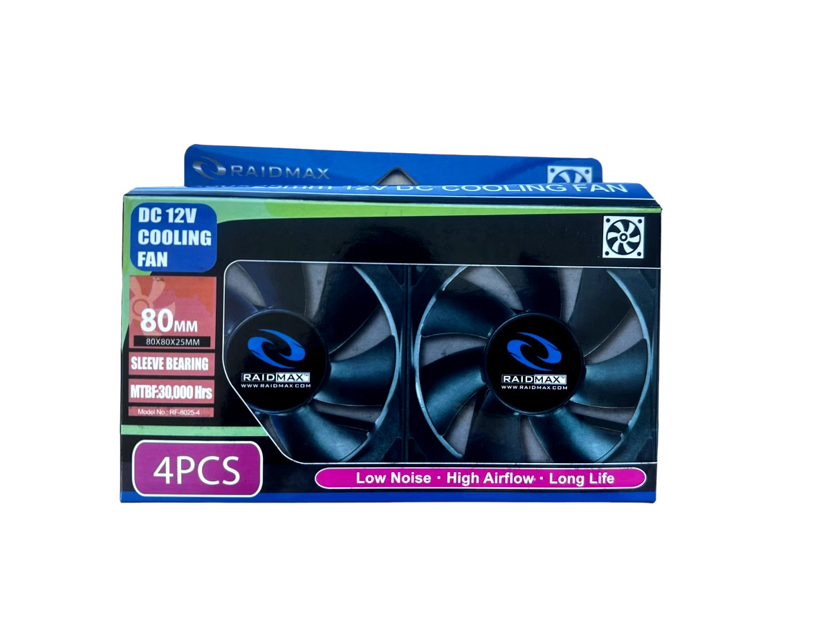 Quantity 4 Cooling Fans DC 12V 80mm 80x80x25mm Gaming PC Tower Case Fan