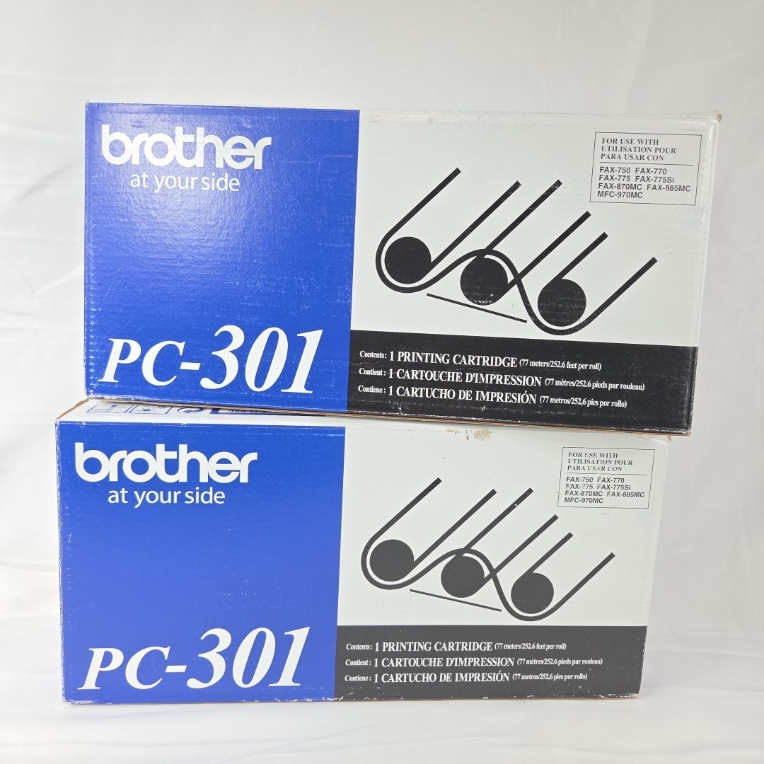 GENUINE BROTHER PC-301, 2-PACK FAX CARTRIDGES - BRAND NEW IN BOX