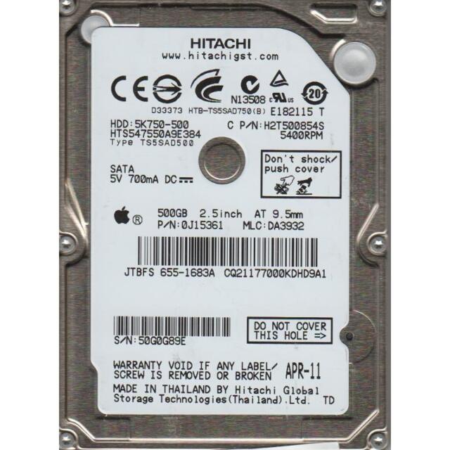 Hitachi Travelstar 5K750 500GB Internal 5400RPM 2.5