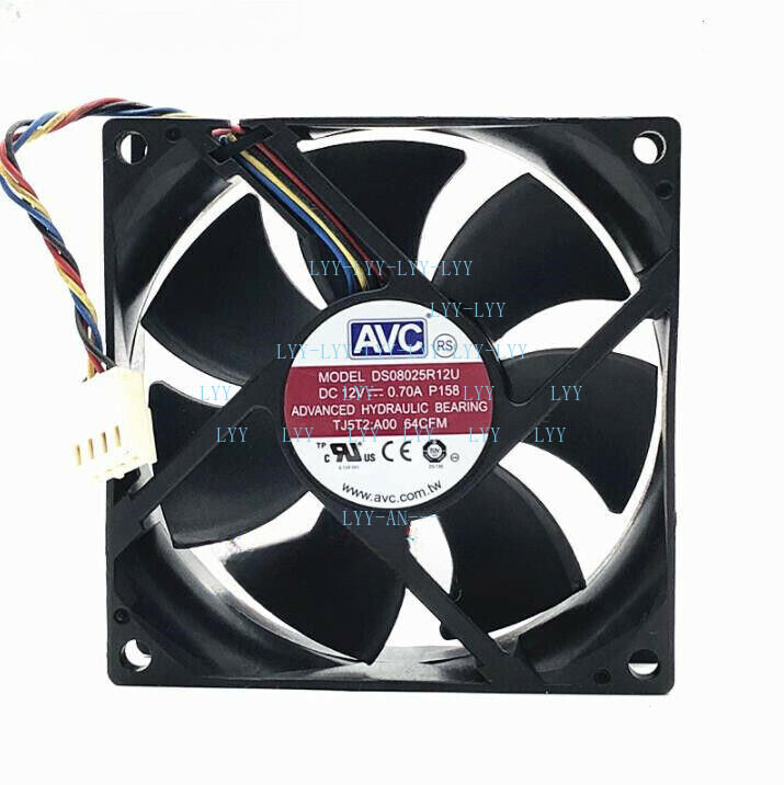 AVC Fan DS08025R12U DC12V 0.7A 80*80*25MM 4pin For CPU /Case/ Server Cooling Fan