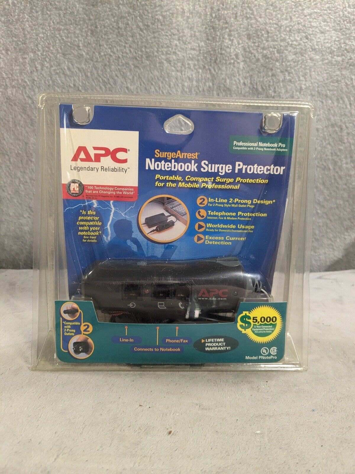 APC Notebook Laptop Portable Surge Protector SurgeArrest PNOTE PRO 