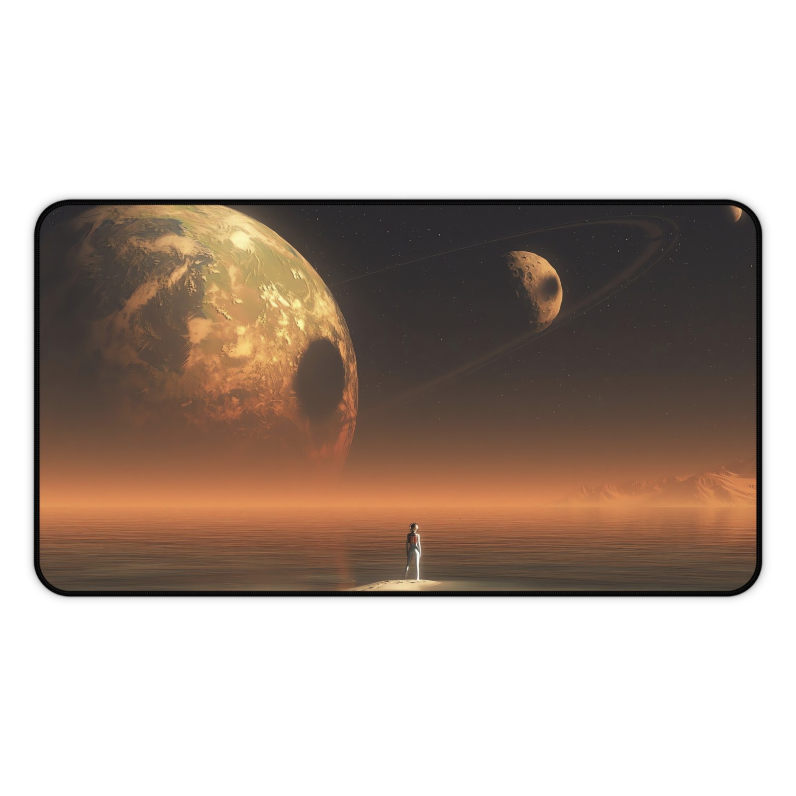 Solitary Astronaut Desk Mat | Planetary Landscape Mousepad