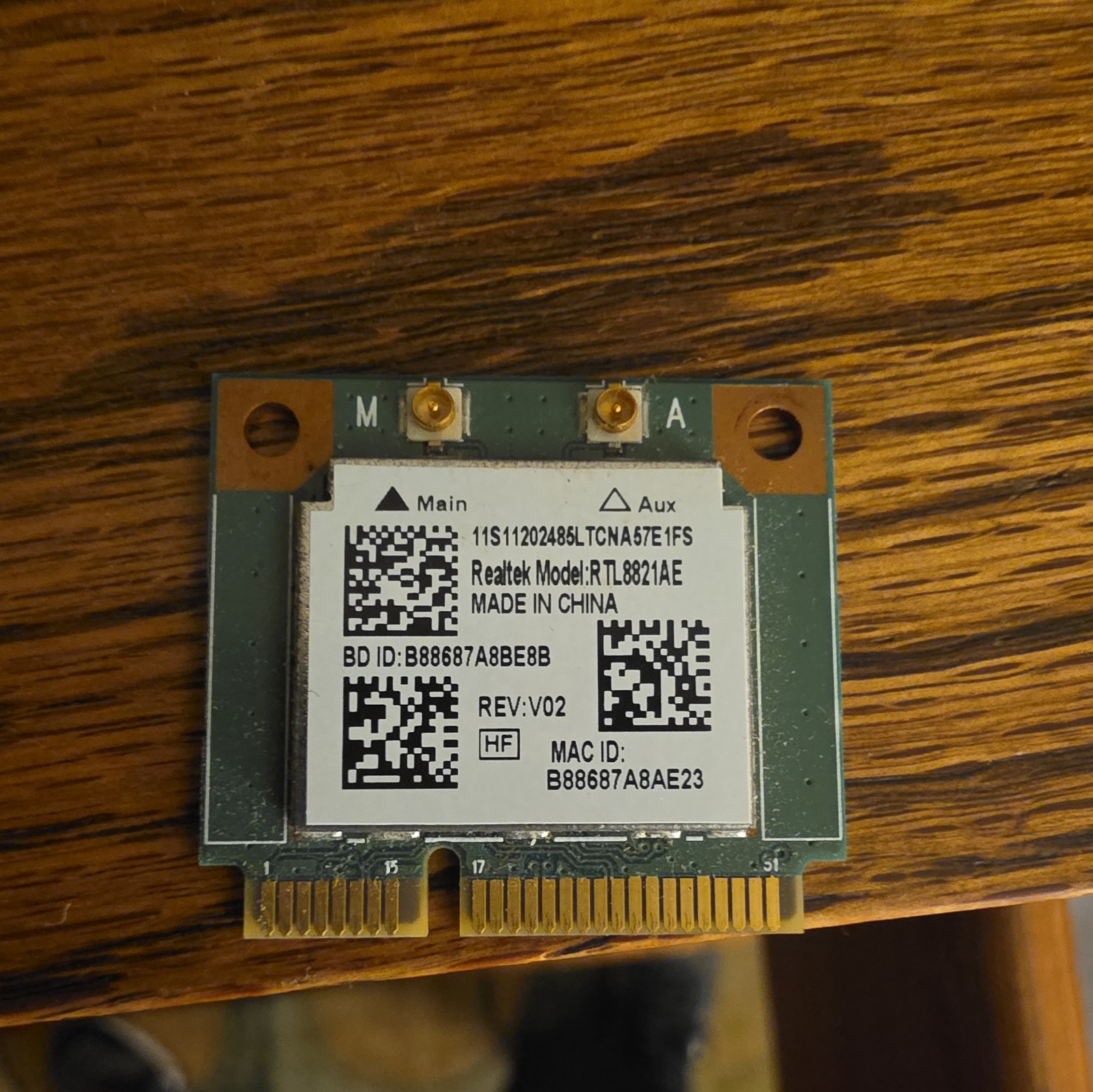 Realtek RTL8821AE 802.11ac WiFi+Bluetooth 4.0 2.4/5.0GHz MINI PCI-E Card 433Mbps