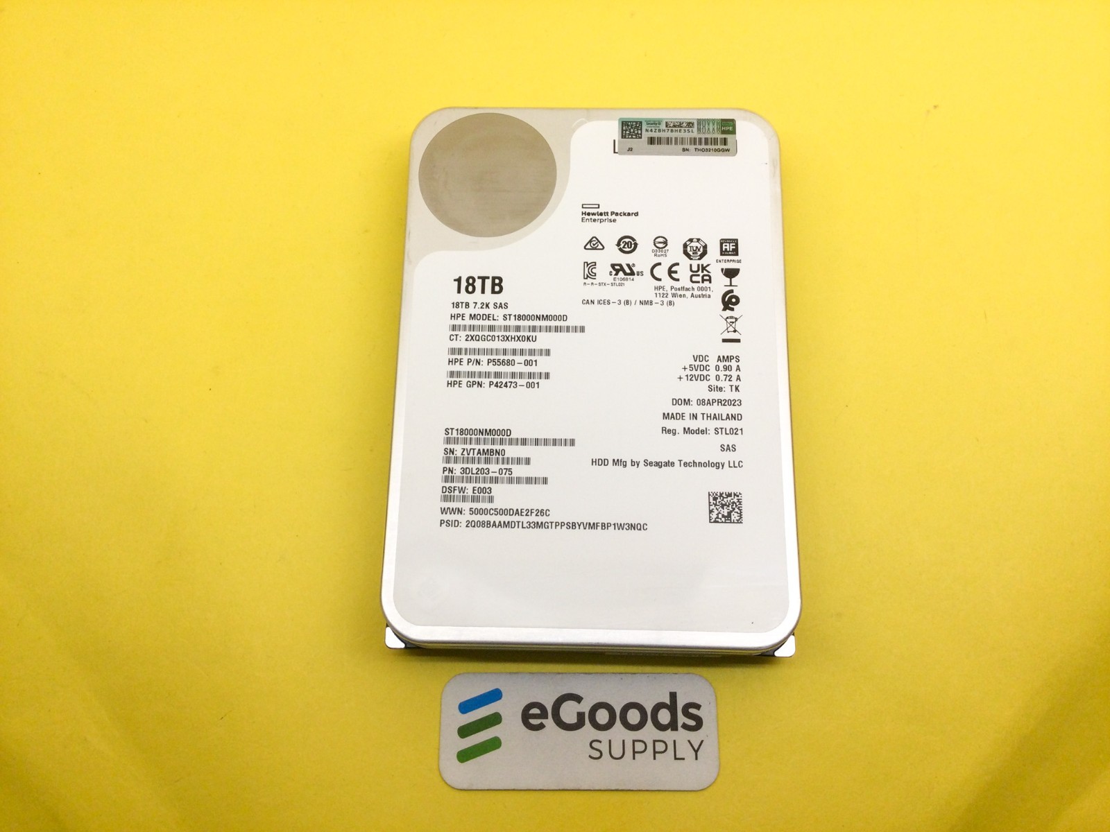 HPE MSA 18TB 12G SAS 7.2K 3.5 M2 HDD P55680-001 P42803-001 ST18000NM000D R7L70A