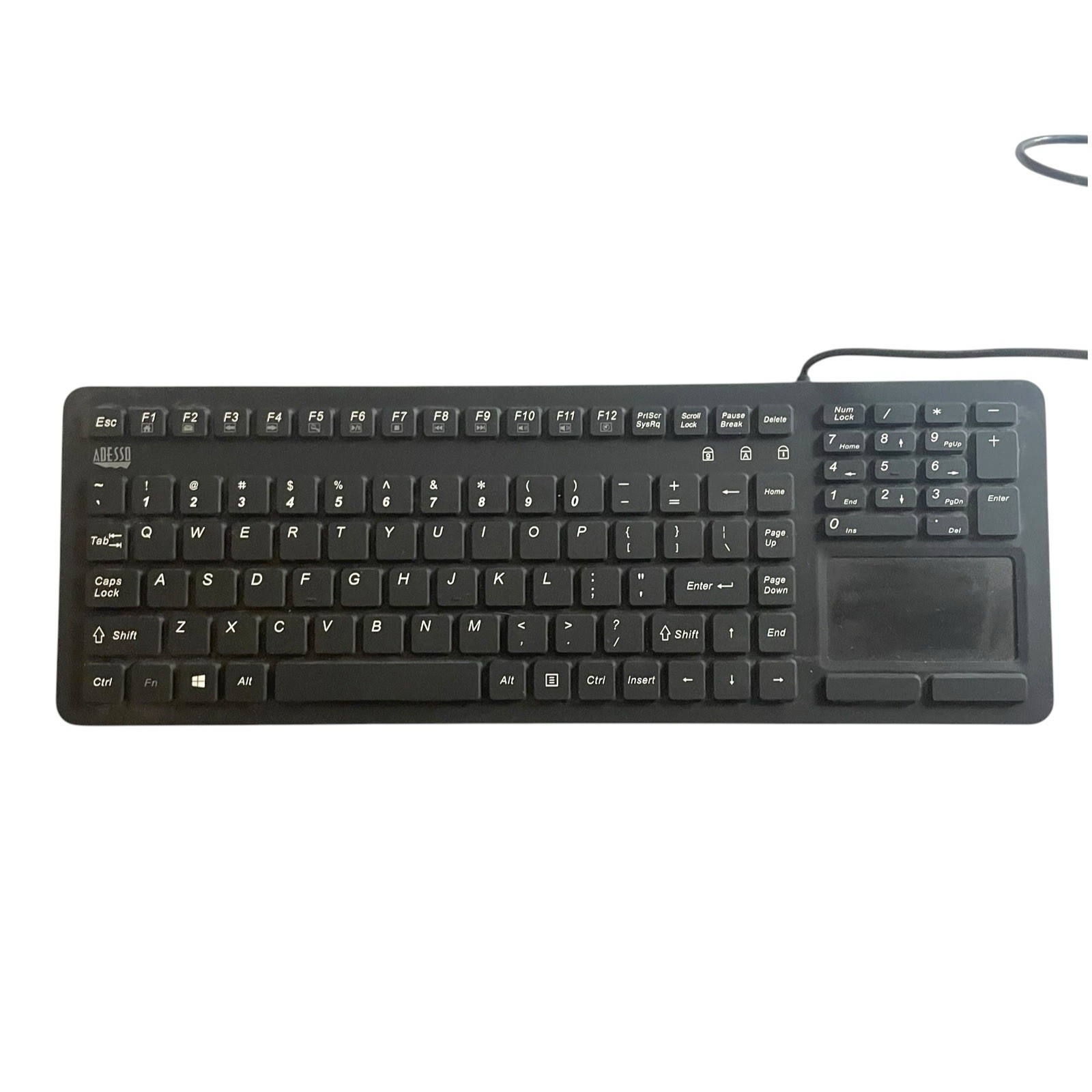Adesso Akb-270Ub Waterproof Touchpad Keyboard Blk Usb Washable Antimicrobrial