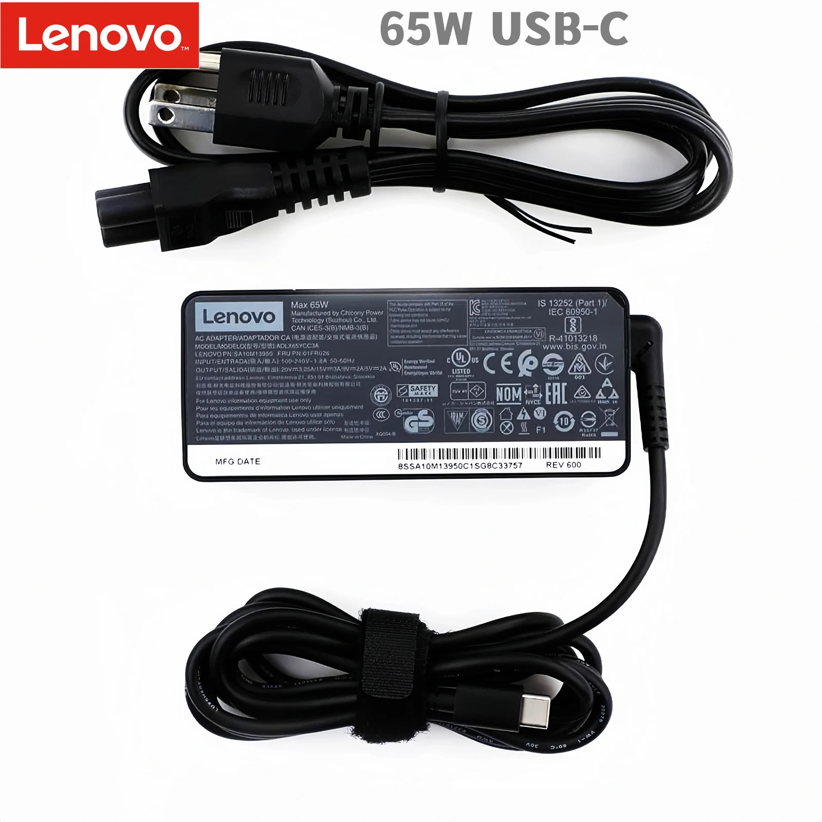 Genuine 65W USB-C Charger For Lenovo Thinkpad T480 T480s T580 T580s E480 OEM