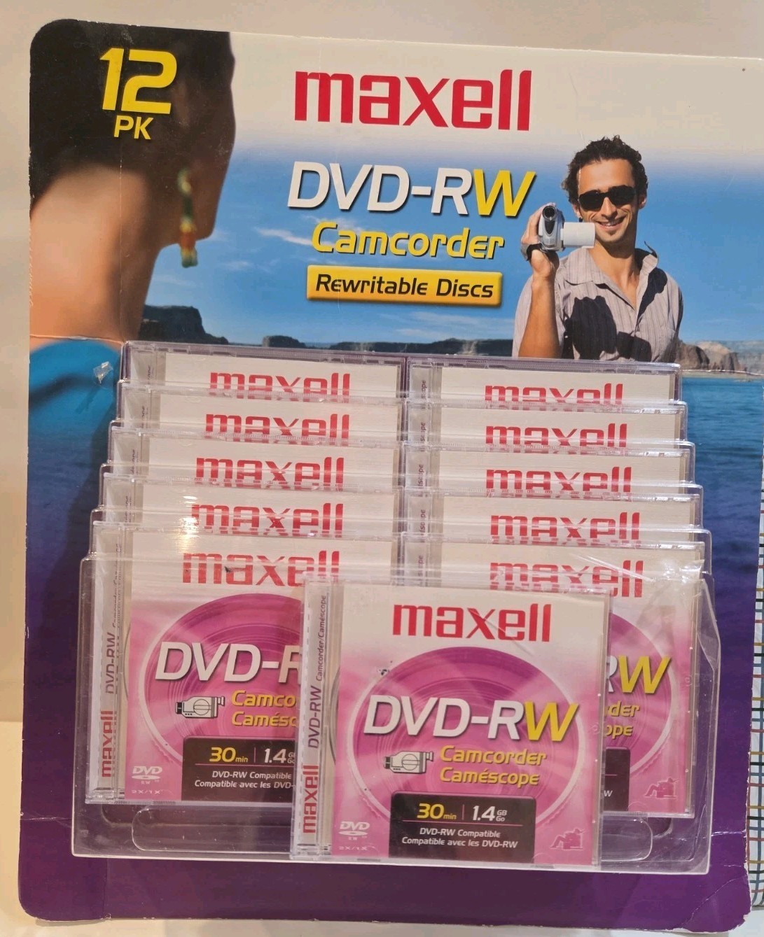 11 Pack Maxell DVD-RW Camcorder Rewritable Discs 1.4GB 30 Min NEW Open Box.