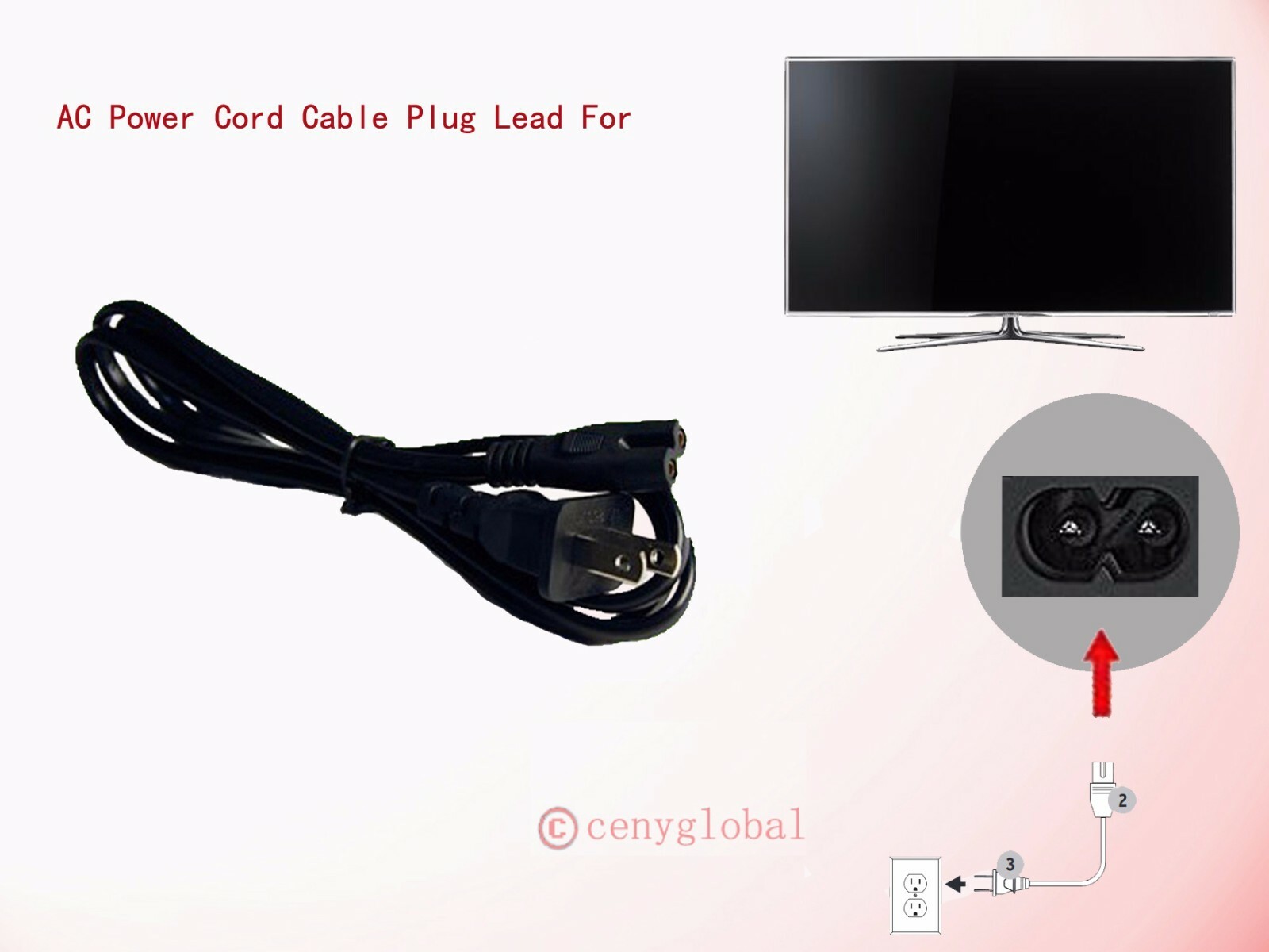 AC Power Cable Cord For Samsung 50" 60" 65" Series LED LCD Smart TV Television