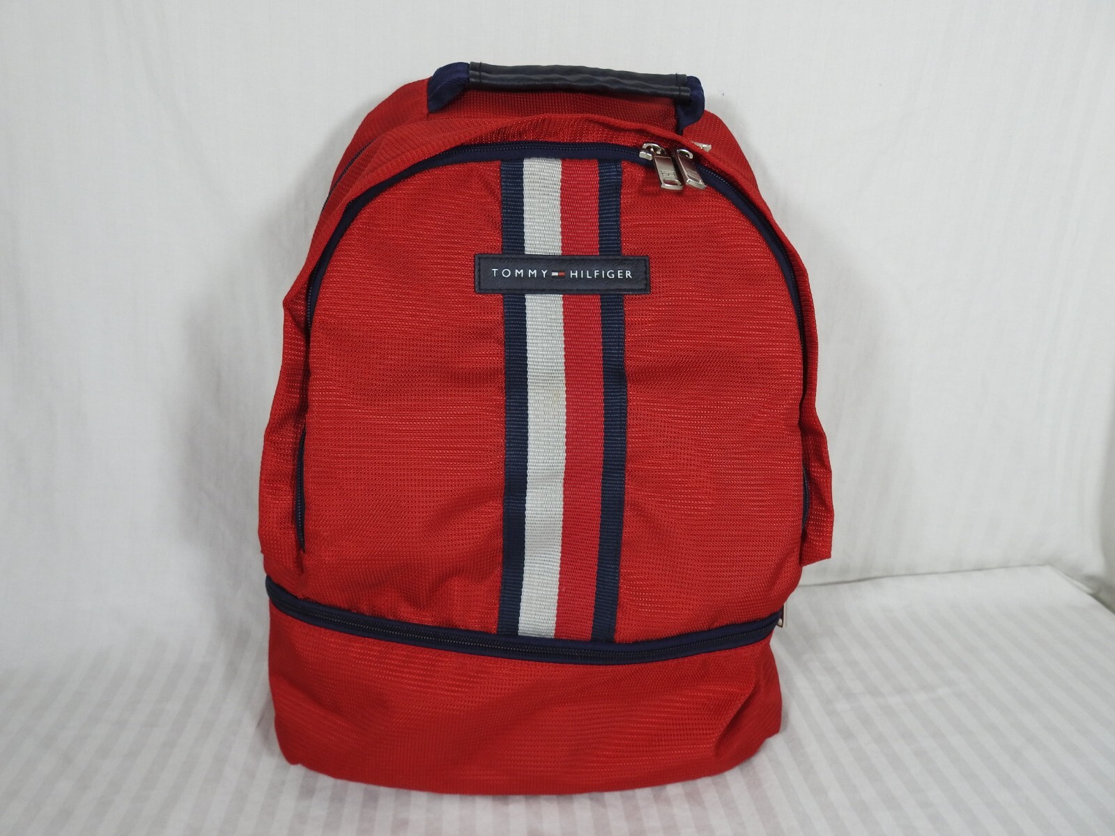 Tommy Hilfiger Red White & Blue Laptop Backpack. Compartment on Bottom. Nylon.