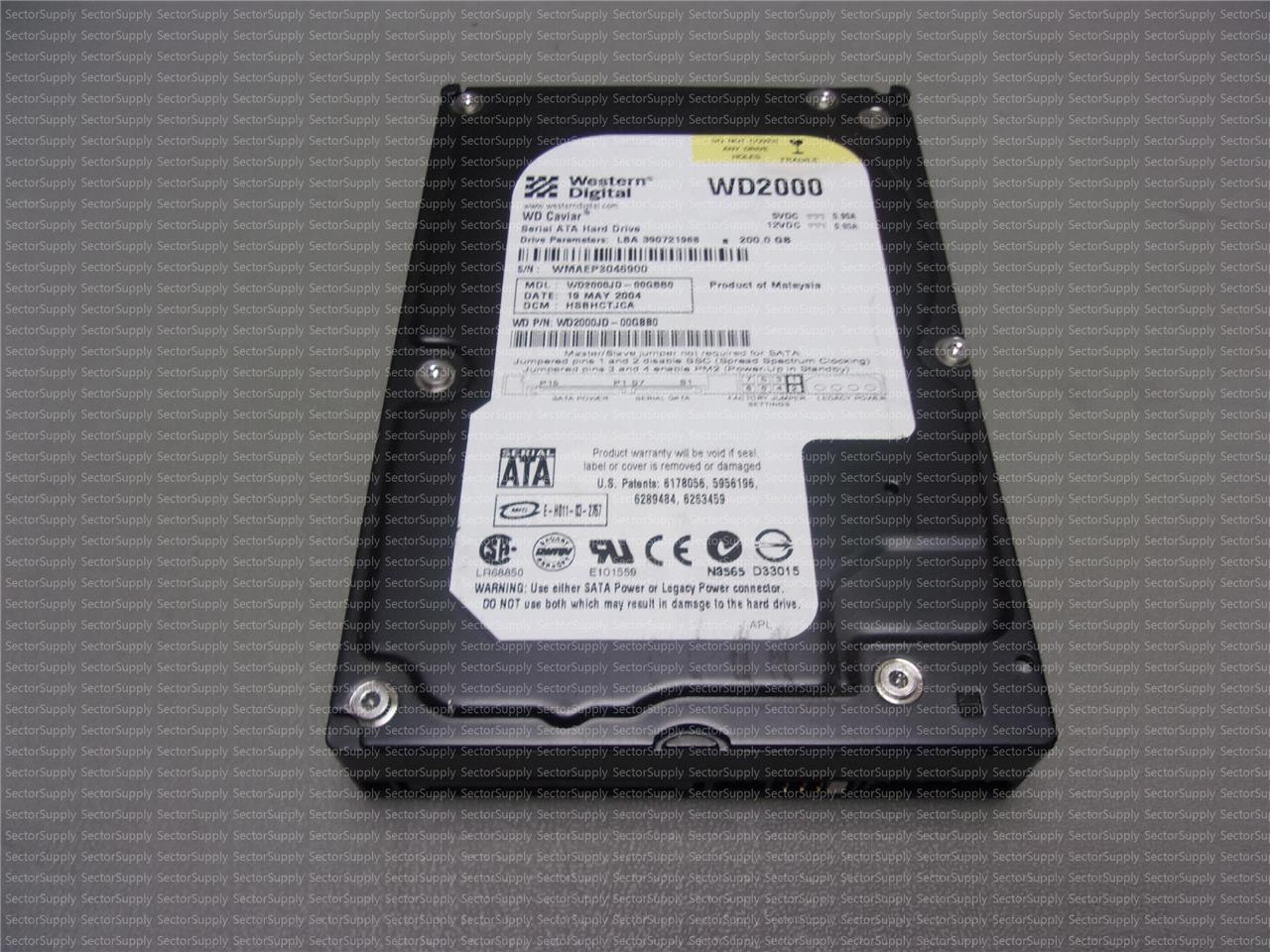 WESTERN DIGITAL WD2000JD-00GBB0    200GB HARD DRIVE