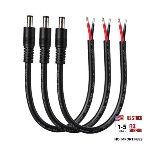 16AWG DC5521 Power Cable, 5.5mm x 2.1mm Male Barrel DC5521 male 0.8ft Black