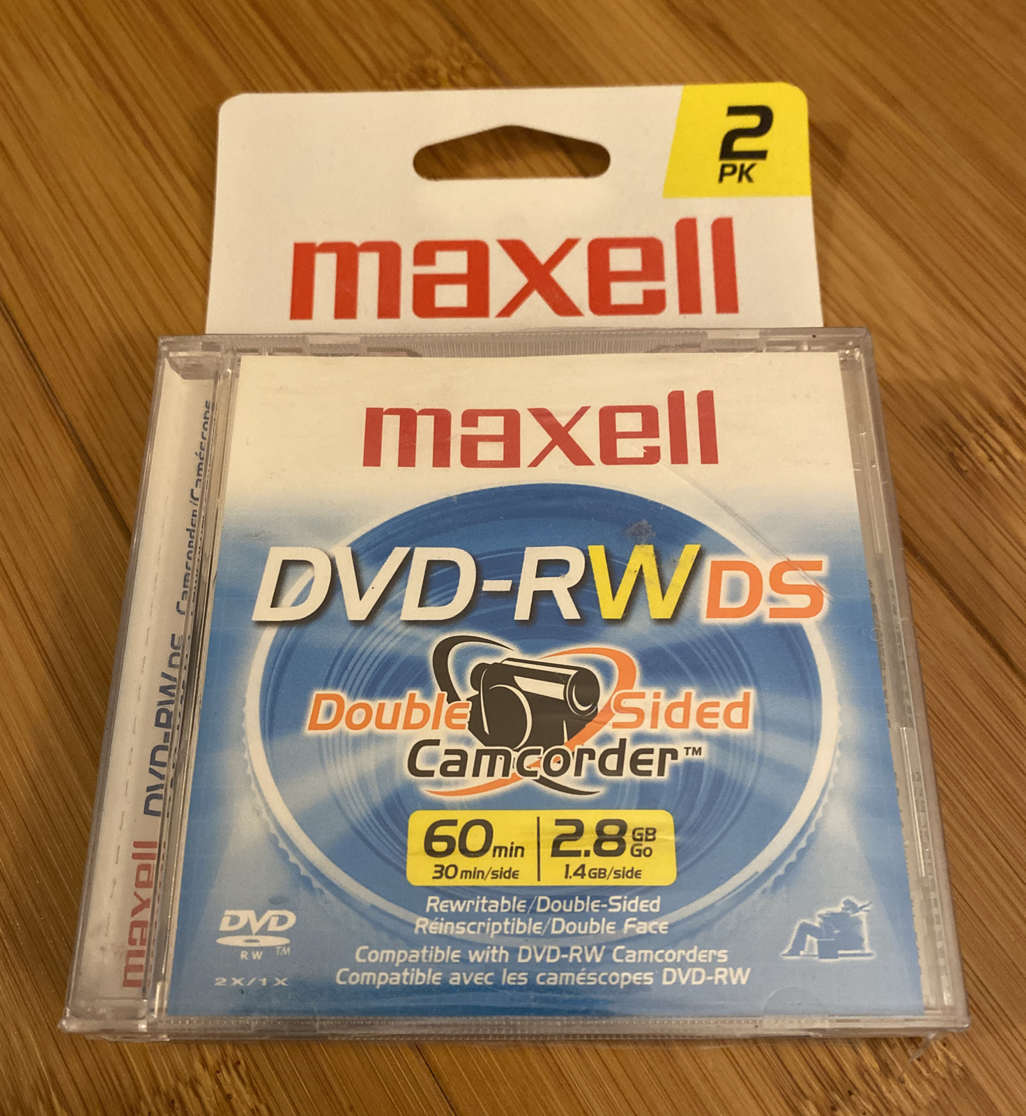 Maxell Dvd-RWDs Double sided 60min 2.8GB 2pack New