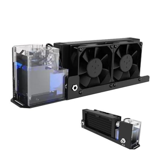 Water Cooling System, Aluminum with 2 Fans, G1/4 Threaded Interface for PC CPU